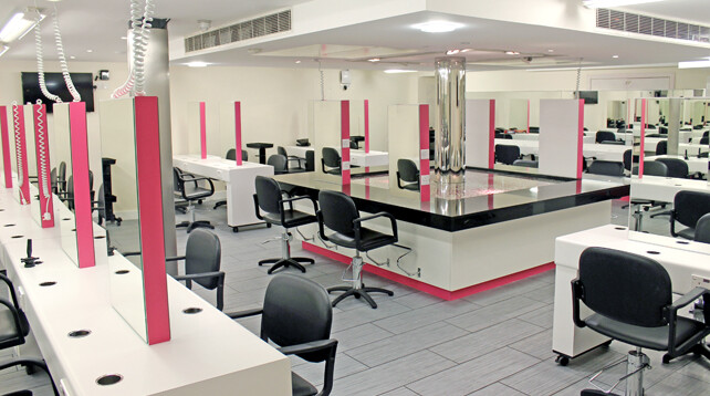 Hairdressing salon interior of Alan d Hairdressing Academy in London